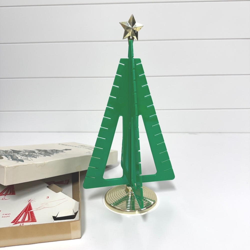 Vintage Plastic Revolving Christmas Card Tree in box by Davis- Holiday Display